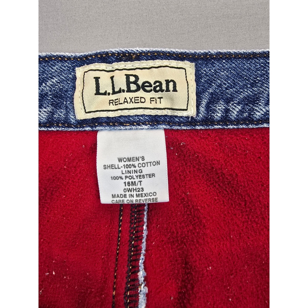 L.L. Bean Insulated Relaxed Fit Medium Wash Cozy Denim Jeans - Women's 16 M/T - Picture 4 of 13